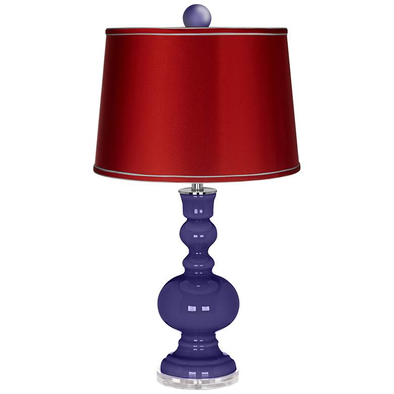 Image 1 Valiant Violet Apothecary Lamp-Finial and Satin Red Shade