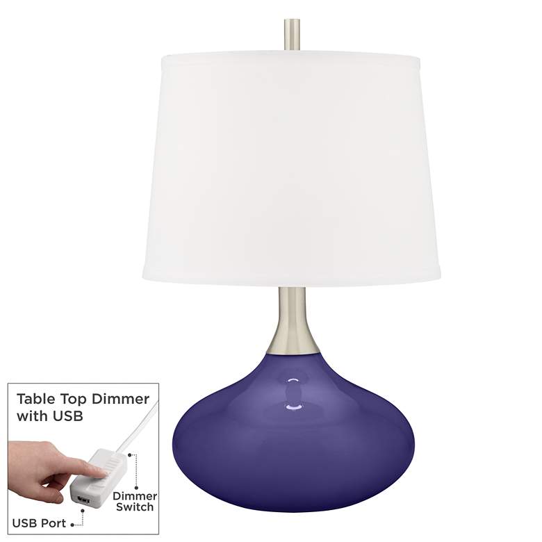 Image 1 Valiant Violet Felix Modern Table Lamp with Table Top Dimmer