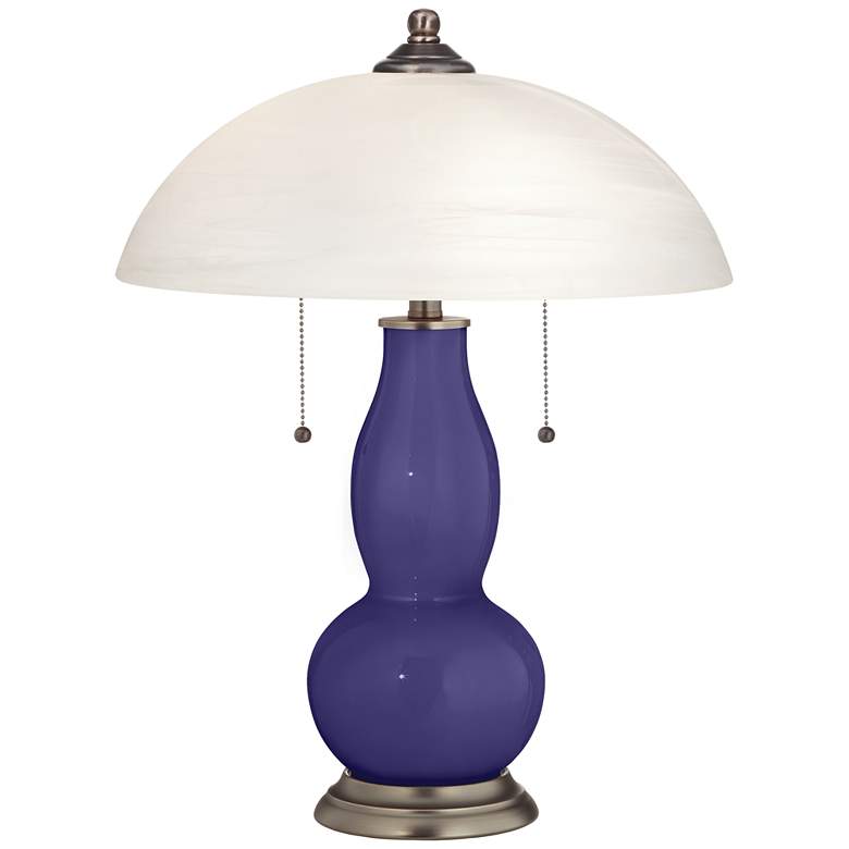 Image 1 Valiant Violet Gourd-Shaped Table Lamp with Alabaster Shade