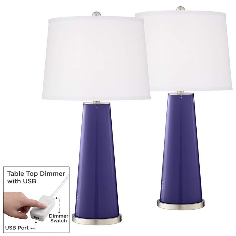 Image 1 Valiant Violet Leo Table Lamp Set of 2 with Dimmers