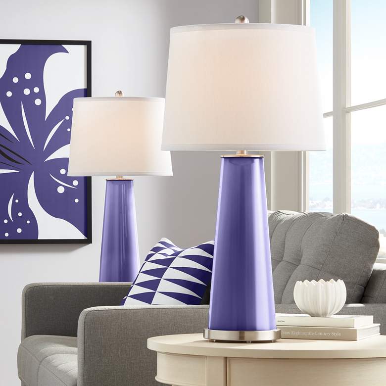 Image 1 Valiant Violet Leo Table Lamp Set of 2