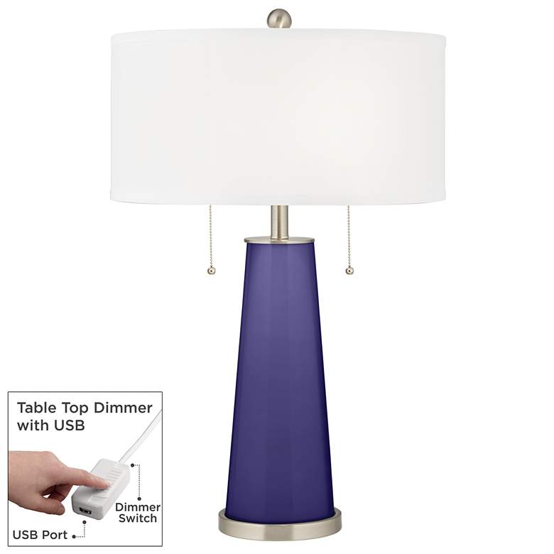 Image 1 Valiant Violet Peggy Glass Table Lamp With Dimmer