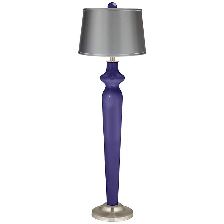 Image 1 Valiant Violet Satin Gray Lido Floor Lamp with Color Finial