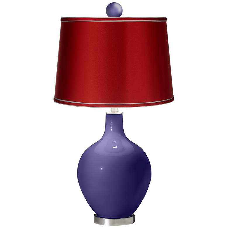 Image 1 Valiant Violet - Satin Red Ovo Lamp with Color Finial
