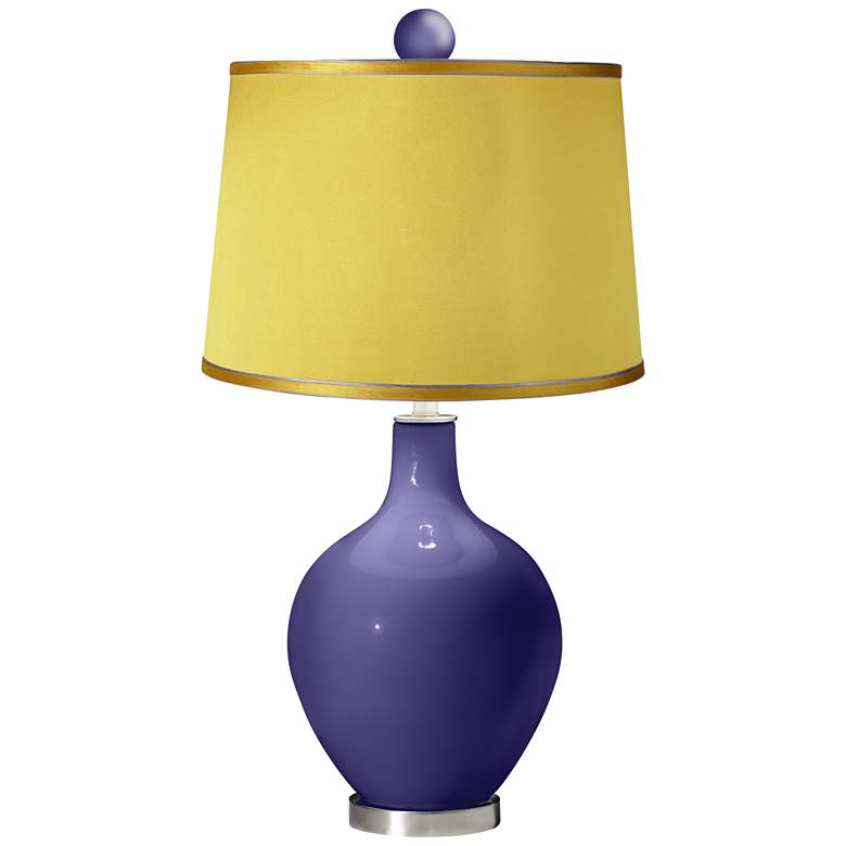 Image 1 Valiant Violet - Satin Yellow Ovo Table Lamp with Color Finial
