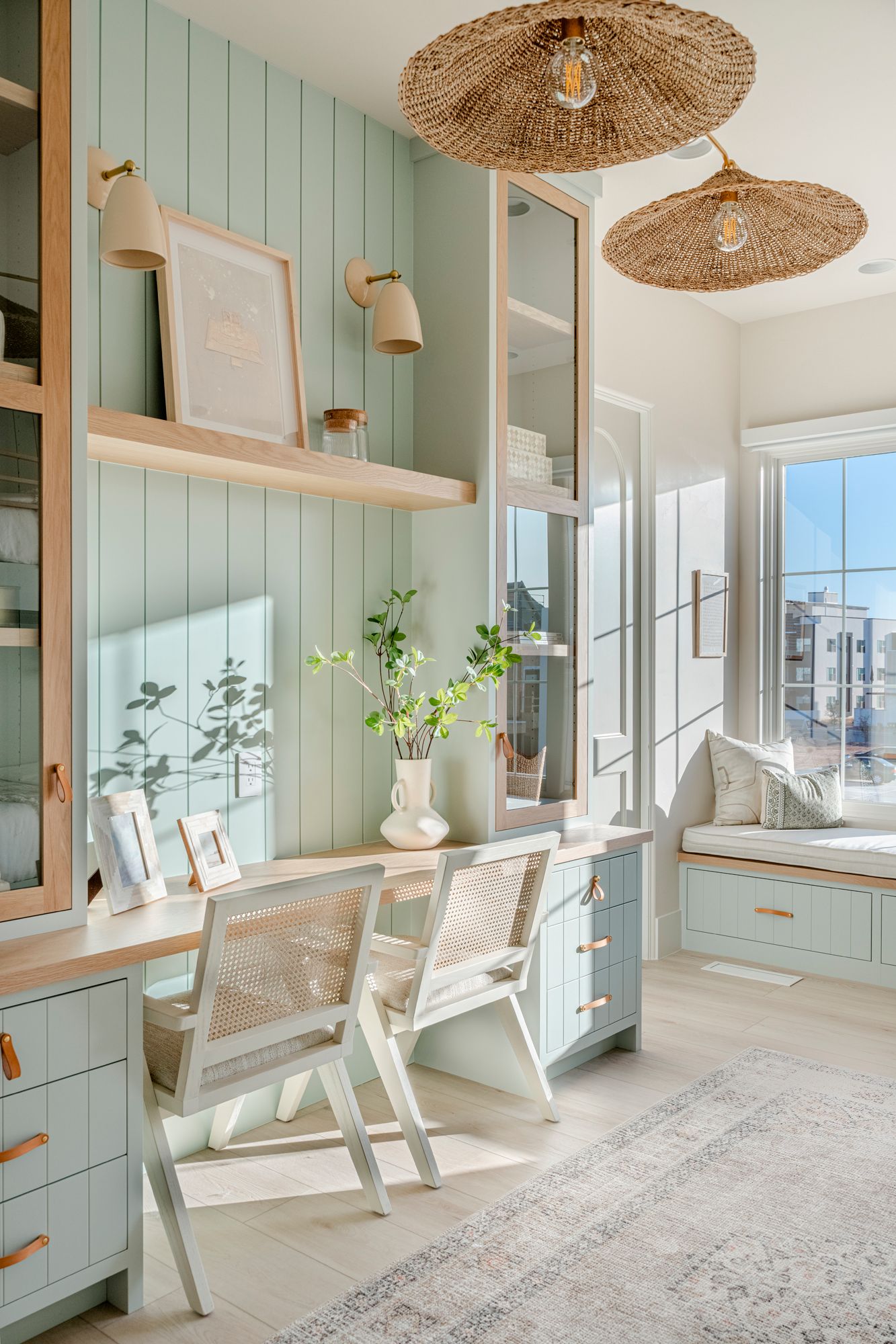 Image 3 Valier 56 1/4" Wide Vintage Gold Leaf 2-Light Pendant more views