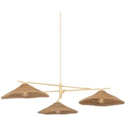 Valier 72" Wide Vintage Gold Leaf 3-Light Chandelier