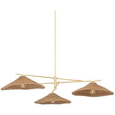 Valier 72" Wide Vintage Gold Leaf 3-Light Chandelier