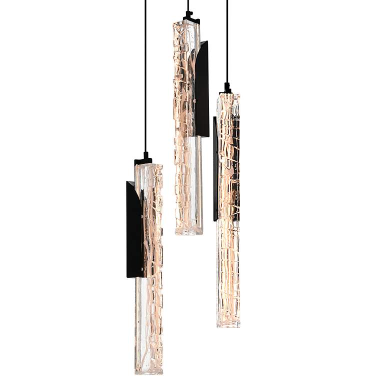 Image 2 Valira 8"W Black 3-Light LED Mini Pendant w/ Crystal Shade more views