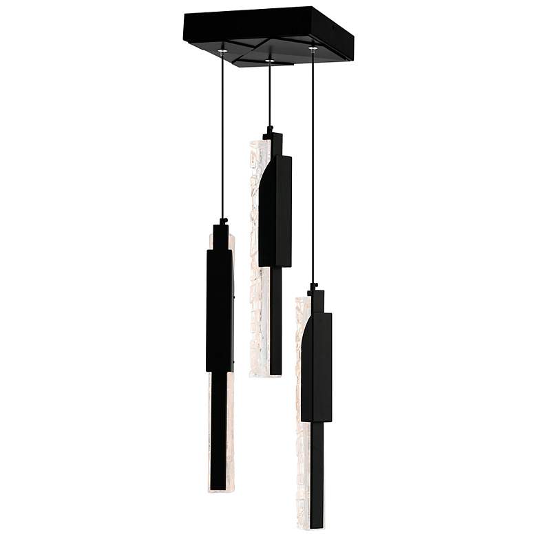 Image 3 Valira 8"W Black 3-Light LED Mini Pendant w/ Crystal Shade more views