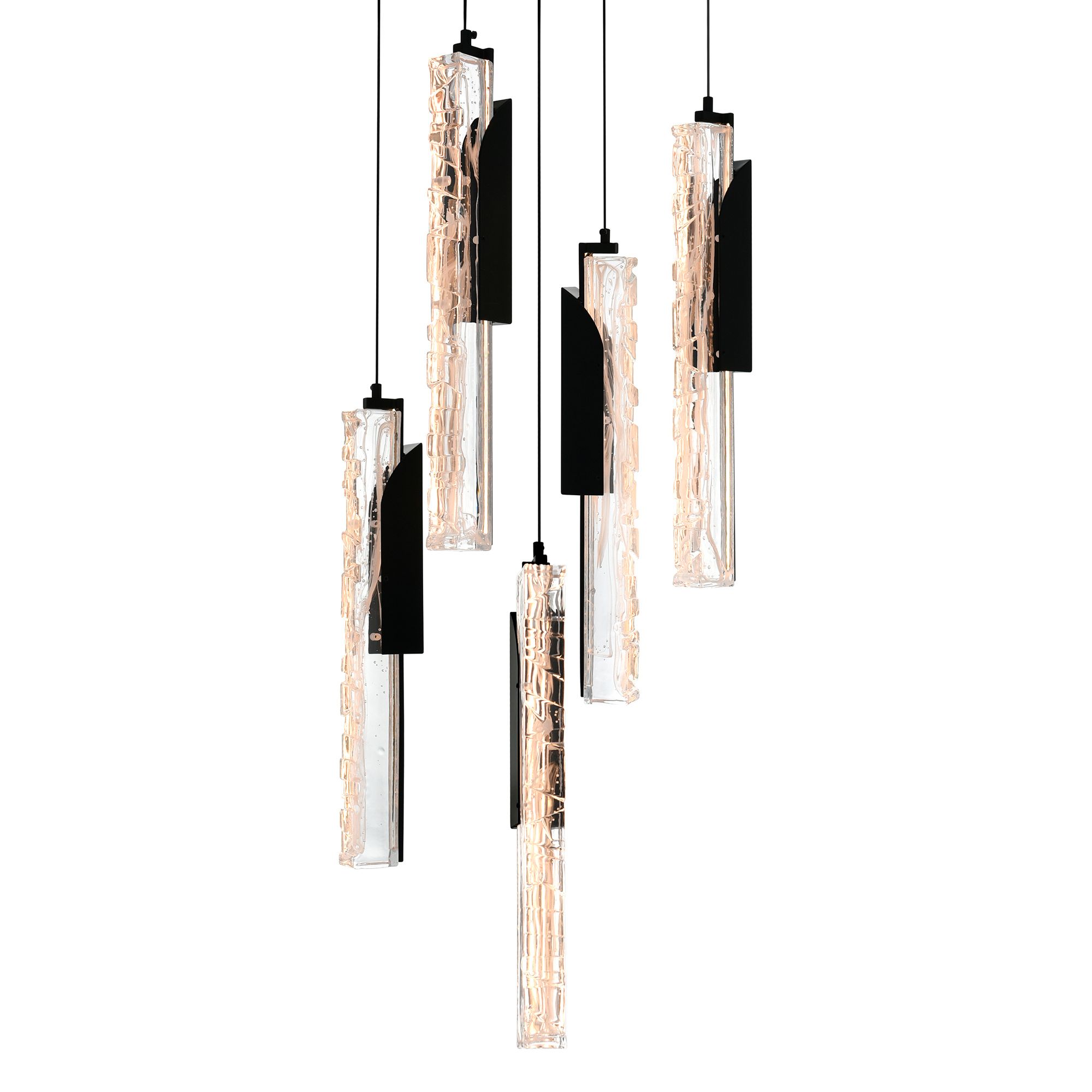 Image 2 Valira Integrated LED 12in Black Mini Pendant with Handcrafted Glass more views