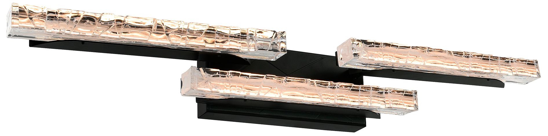 Valira Integrated LED Black Vanity Light with Handcrafted Glass