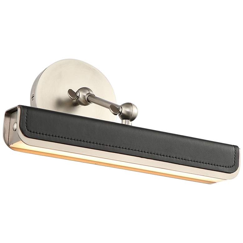 Image 1 Valise 12" Wide Aged Nickel Tuxedo Leather LED Picture Light