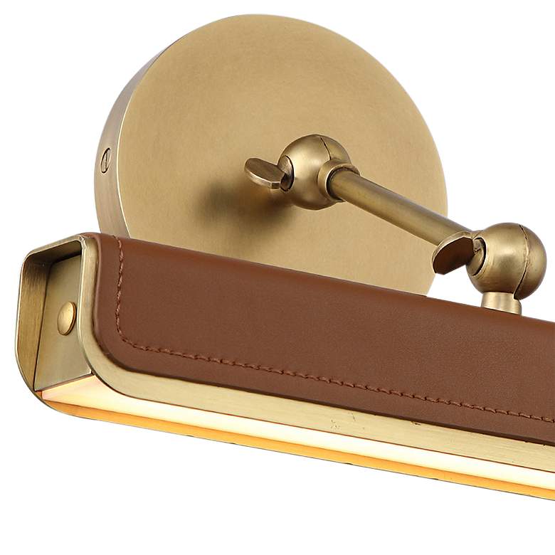 Image 2 Valise 12"W Vintage Brass Cognac Leather LED Picture Light more views