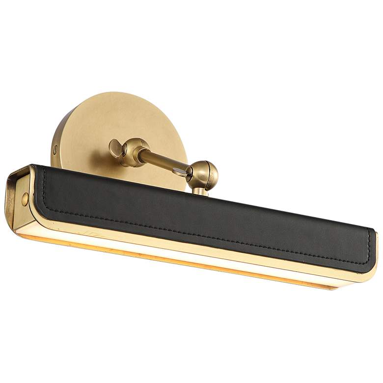 Image 1 Valise 12"W Vintage Brass Tuxedo Leather LED Picture Light