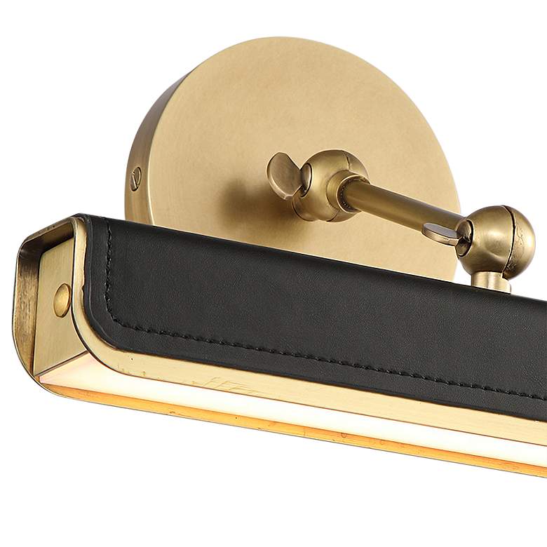 Image 2 Valise 12"W Vintage Brass Tuxedo Leather LED Picture Light more views