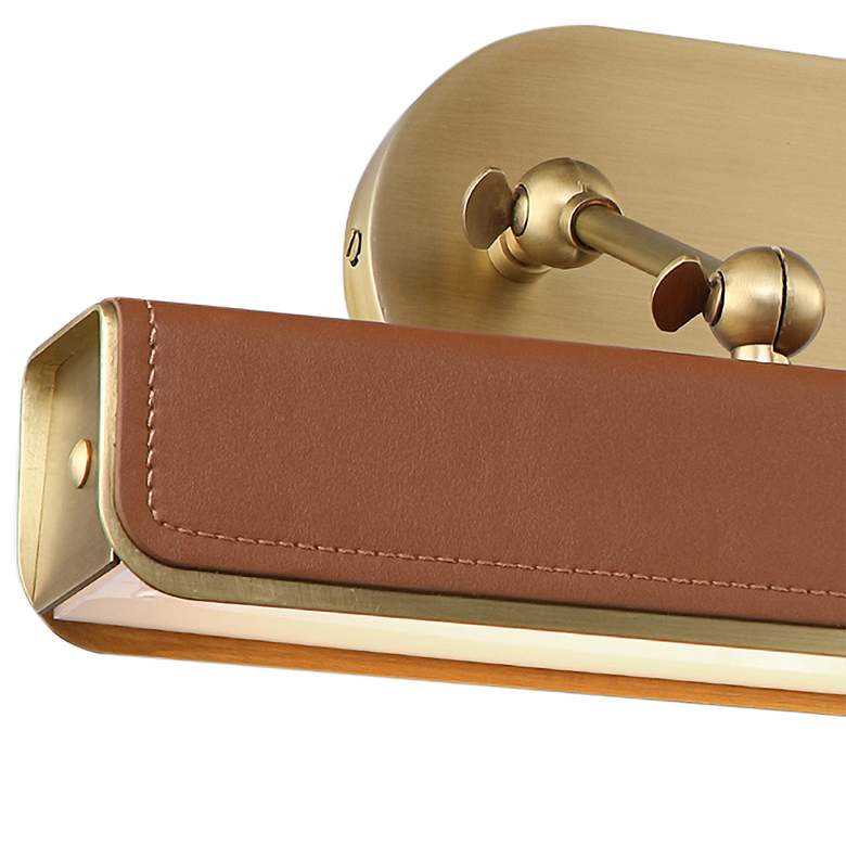 Image 2 Valise 19 3/4" Wide Brass Cognac Leather LED Picture Light more views