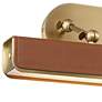 Valise 19 3/4" Wide Brass Cognac Leather LED Picture Light