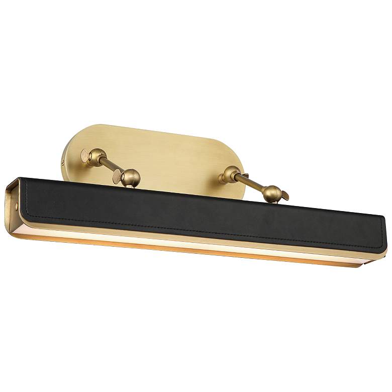Image 1 Valise 19 3/4" Wide Brass Tuxedo Leather LED Picture Light