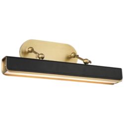 Valise 19 3/4&quot; Wide Brass Tuxedo Leather LED Picture Light