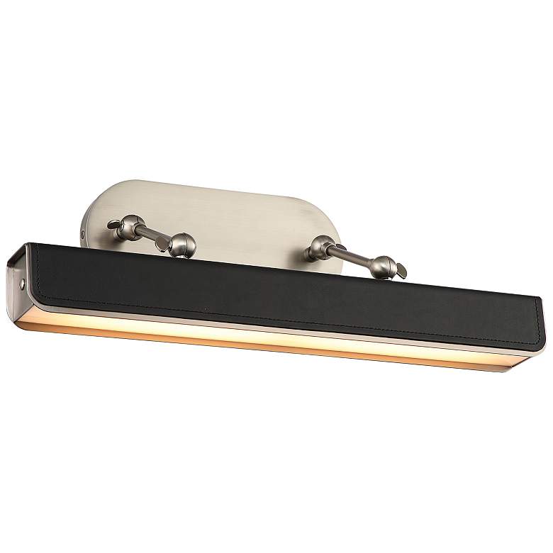 Image 1 Valise 19 3/4"W Aged Nickel Tuxedo Leather LED Picture Light