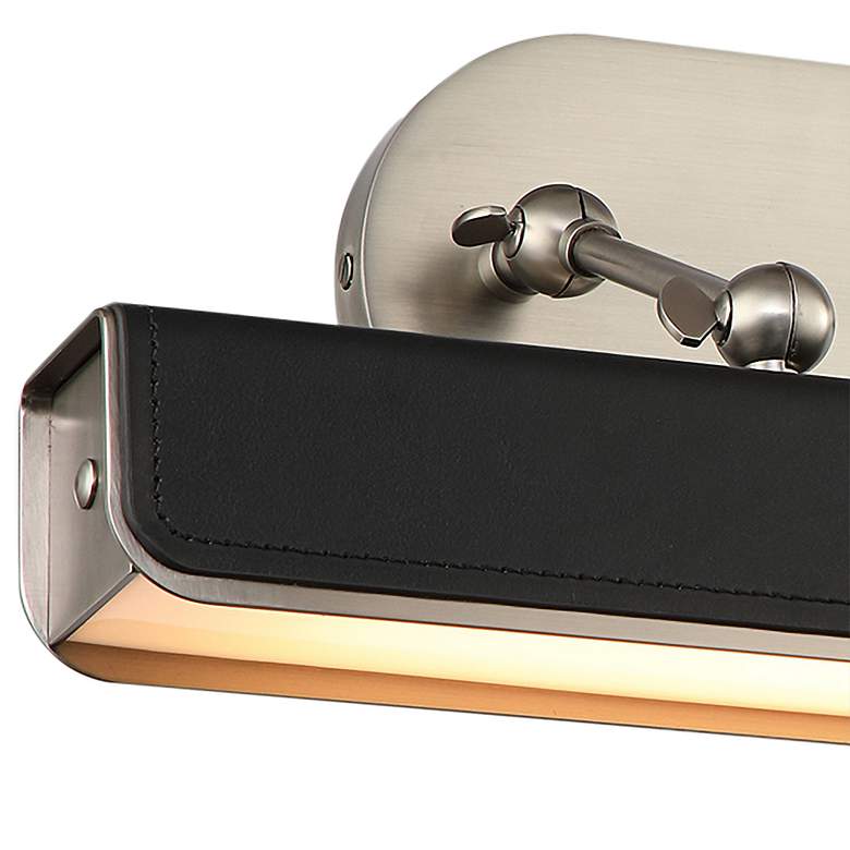 Image 2 Valise 19 3/4 inchW Aged Nickel Tuxedo Leather LED Picture Light more views