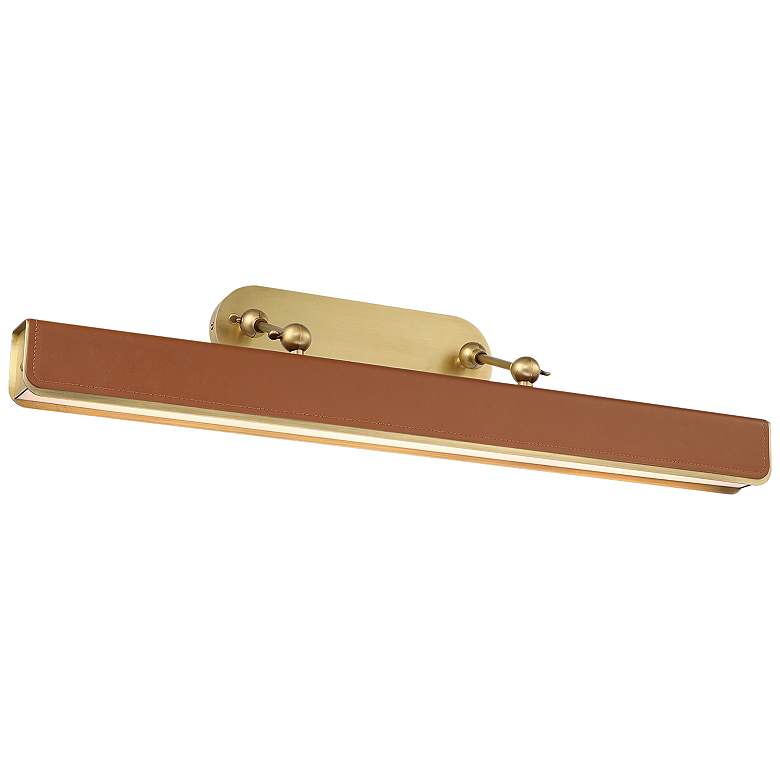 Image 1 Valise 31 1/2" Wide Brass Cognac Leather LED Picture Light