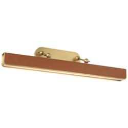 Valise 31 1/2&quot; Wide Brass Cognac Leather LED Picture Light