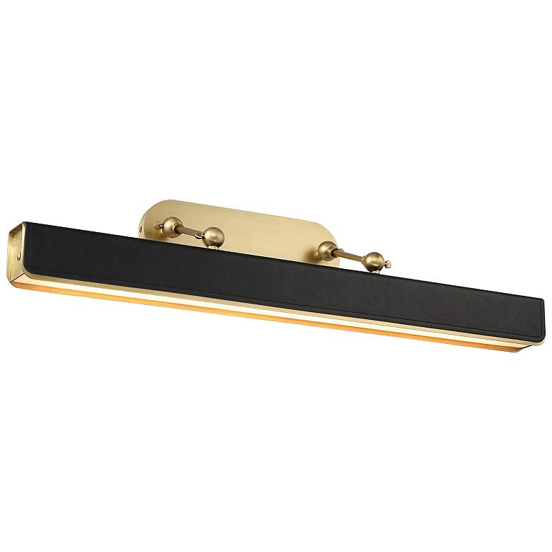 Image 1 Valise 31 1/2" Wide Brass Tuxedo Leather LED Picture Light