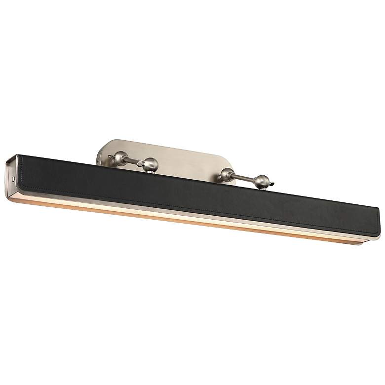 Image 1 Valise 31 1/2"W Aged Nickel Tuxedo Leather LED Picture Light
