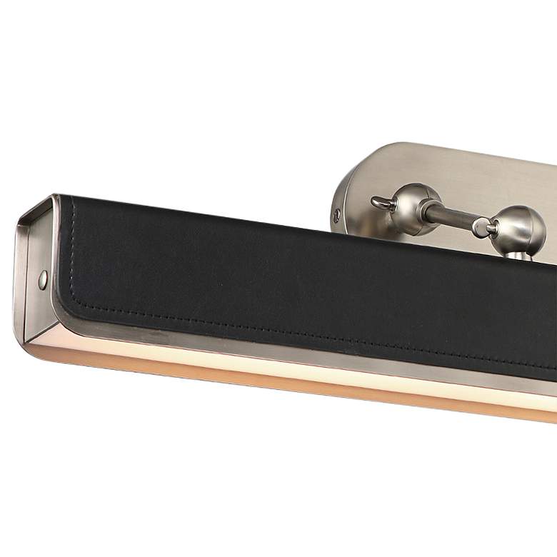 Image 2 Valise 31 1/2"W Aged Nickel Tuxedo Leather LED Picture Light more views