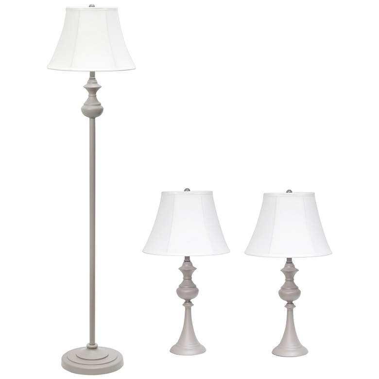 Image 2 Valletta Gray Metal 3-Piece Floor and Table Lamp Set