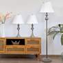 Valletta Gray Metal 3-Piece Floor and Table Lamp Set
