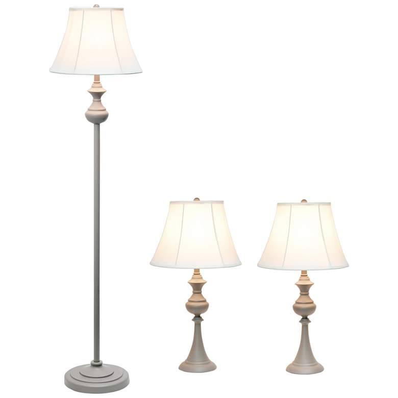 Image 3 Valletta Gray Metal 3-Piece Floor and Table Lamp Set more views