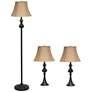 Valletta Restoration Bronze 3-Piece Floor and Table Lamp Set