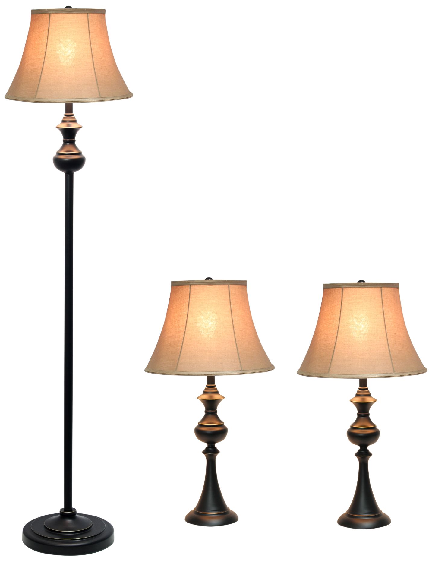 Valletta Restoration Bronze 3-Piece Floor and Table Lamp Set