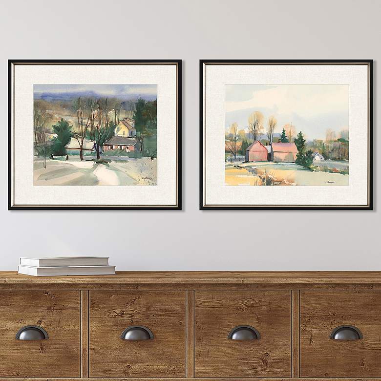 Image 1 Valley Farm I 28" Wide 2-Piece Giclee Framed Wall Art Set