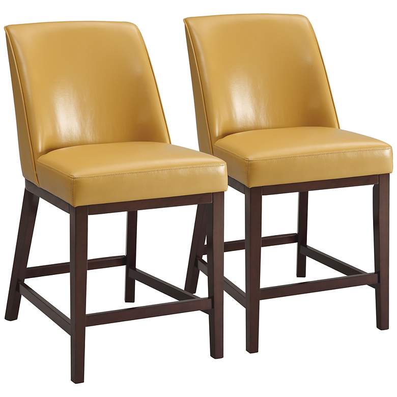 Image 1 Valor Yellow Faux Leather 26 inch Counter Chair Set of 2