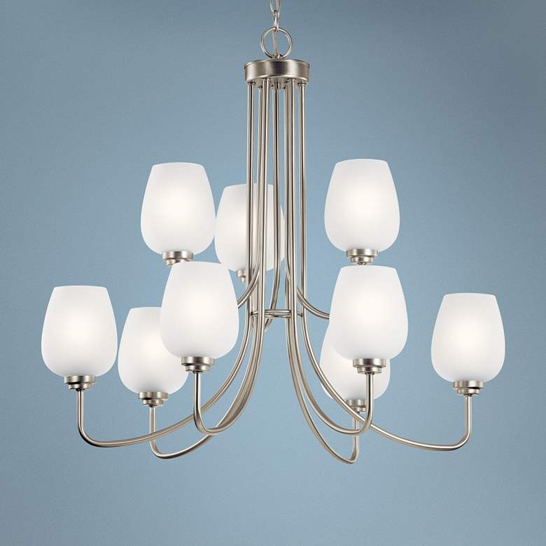 Image 1 Valserrano 31 3/4 inch Wide Brushed Nickel 9-Light Chandelier