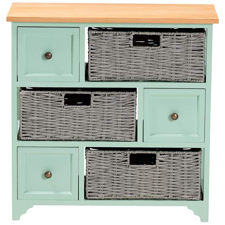 Image 7 Valtina 25 1/4 inchW Mint Green 3-Drawer Storage Unit w/ Baskets more views