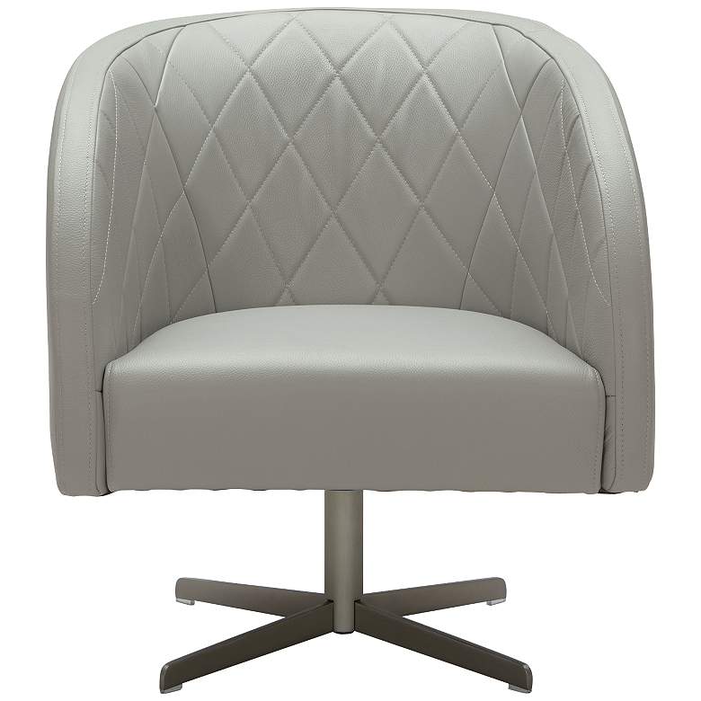 Image 1 Van Dyne Diamond Light Gray Leather Swivel Accent Chair