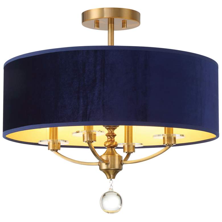 Image 1 Van Noord 21" Wide Oxidized Aged Brass Drum Ceiling Light