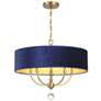 2_Van Noord 26 1/4"W Brass 5-Light Chandelier with Blue Shade