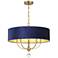 Van Noord 26 1/4"W Brass 5-Light Chandelier with Blue Shade