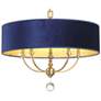 3_Van Noord 26 1/4"W Brass 5-Light Chandelier with Blue Shade more views