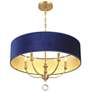 4_Van Noord 26 1/4"W Brass 5-Light Chandelier with Blue Shade more views