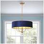 7_Van Noord 26 1/4"W Brass 5-Light Chandelier with Blue Shade more views