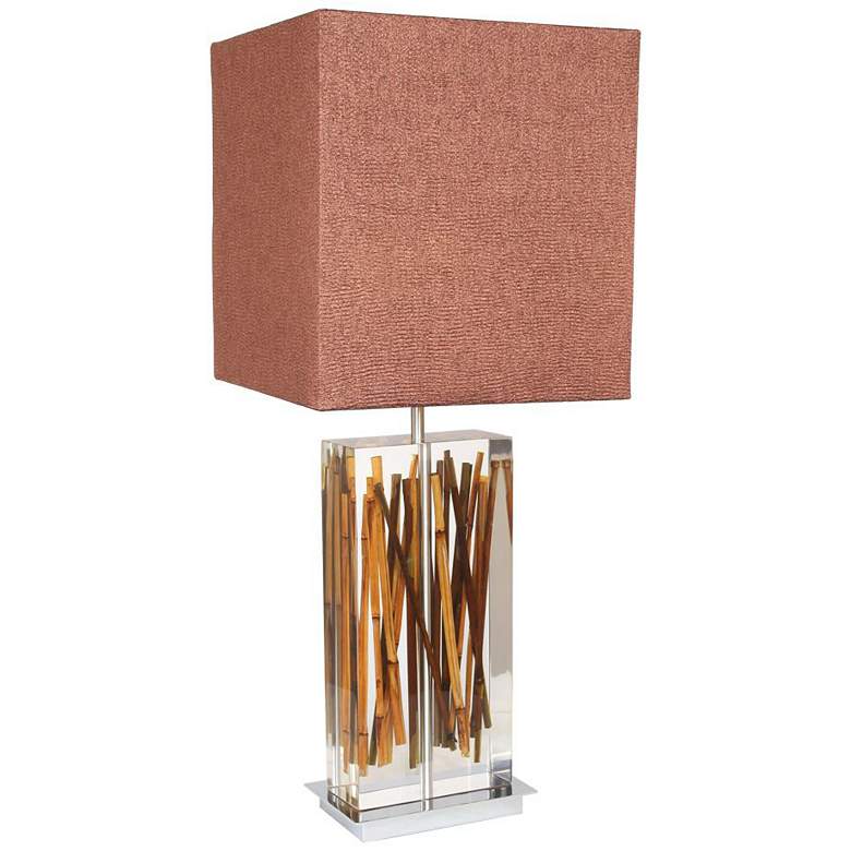 Image 1 Van Teal Clear With River Cane Modern Acrylic Table Lamp