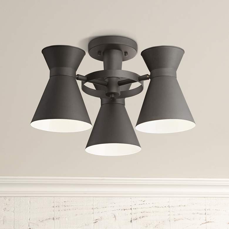 Image 1 Vance 18" Wide Black LED Outdoor Ceiling Light