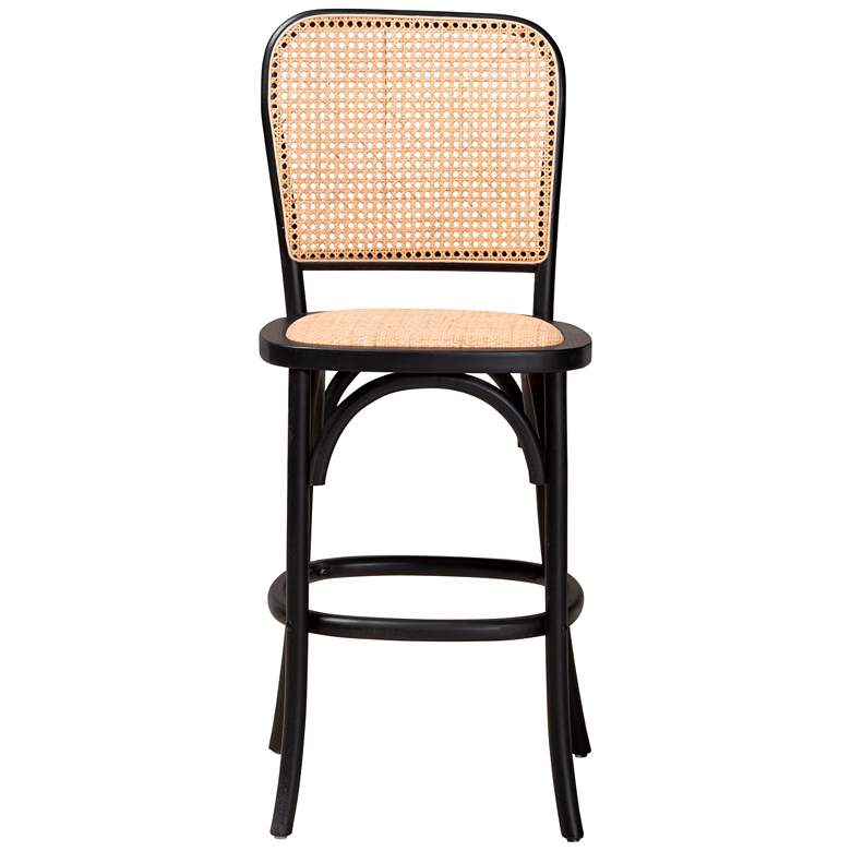 Image 6 Vance 25 1/2 inch Beige Woven Rattan Black Wood Counter Stool more views